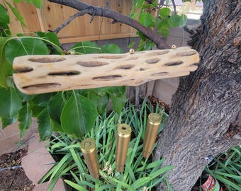 50 Caliber Shell Cholla Cactus Wood Wind Chime #12