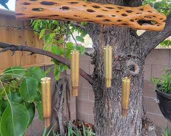 50 Caliber Shell Cholla Cactus Wood Wind Chime #11