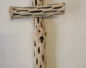 Cholla Cactus Cross (Sanded) Medium #4