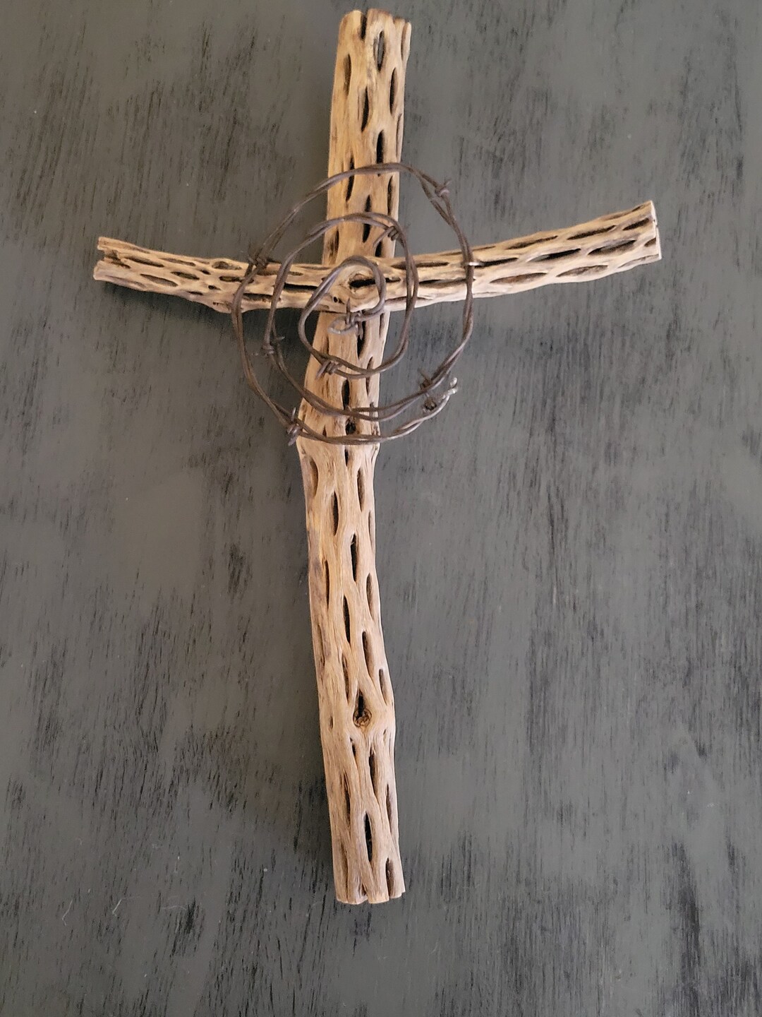 Cholla Cactus Cross W/ Barbed Wire - Etsy