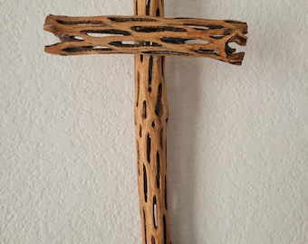 Cholla Cactus Cross (Stained) Small