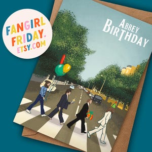 Von den Beatles inspirierte Geburtstagskarte &quot;Abbey Birthday&quot; · Handgezeichnetes Illustration &quot;&quot;Abbey Road&quot;&quot; Perfektes Geschenk für Musikfan der 1960er Jahre (Größe A5 oder A6)&quot;