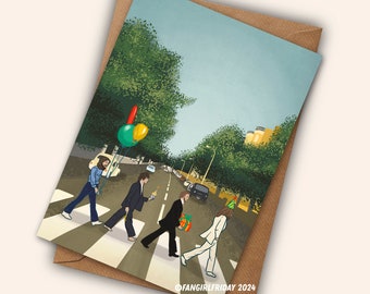 Carte d'anniversaire des Beatles - Illustration inspirée des Beatles pour fan de musique des années 1960, pochette d'album Abbey Road