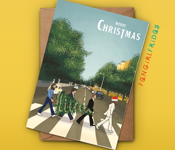 Christmas Card merry Christmas the Beatles Inspired Greeting Card Abbey  Road Artwork Album Art Record Cover 