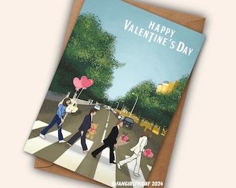 Carte de Saint-Valentin Beatles « Happy Valentine's Day » Illustration numérique originale