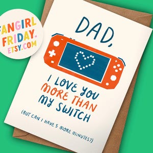 Grappig gaming-vaderdag- of verjaardagskaart • Nintendo Switch • Originele digitale afbeelding • Brutale kaart voor vaders: zoon, dochter