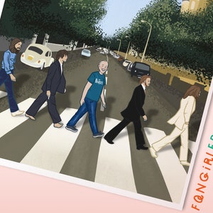 Personalized Beatles Print · Add your friend/yourself to Abbey Road album · Hand drawn original art · Gift for 60s Music Fan (A4 size)