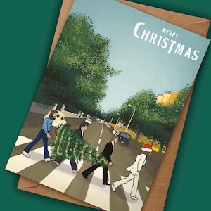 Beatles Christmas Card - The Beatles inspired illustration for 1960’s music fan, “Merry Christmas”