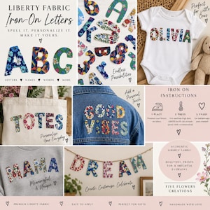 Iron-On Liberty fabric Letters: Custom Appliques in over 80 Liberty of London fabric options, Stitch-able & Easy No-Sew