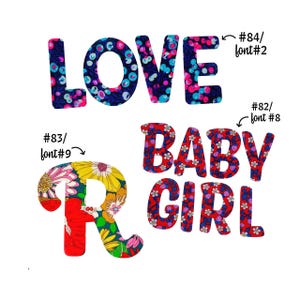Iron On Letters: Custom Applique Patches in 9 fonts & Over 80 Liberty of London fabric options, Easy No Sew or Stitch-able Iron On