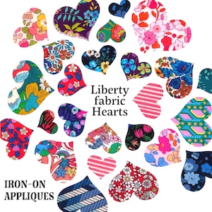 Liberty Fabric Heart Appliques – Iron-On Patches for Crafts, Mending