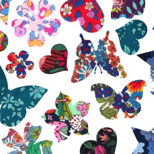 Liberty fabric Iron-On Patches: Stars, Hearts, Flowers & Butterflies for Quilting, Visible Mending, Upcycling Clothes, Arts n' Crafts