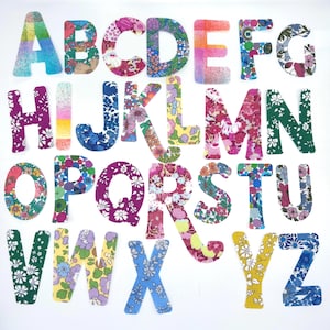 Alfabeto stirabile ABC, tessuto Liberty of London, alfabeto stirabile facile da usare senza cucire o ricamare, arti e mestieri per bambini, decorazioni per la cameretta dei bambini