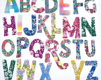 Liberty of London Fabric Iron-On Letters: Coniferous Font ABC Appliques