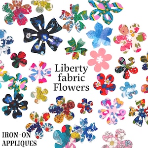 Liberty Fabric Flower Appliques: A Grab Bag of Vintage style Flowers, a colorful variety of floral Iron-On Patches (No-Sew or Stitchable)