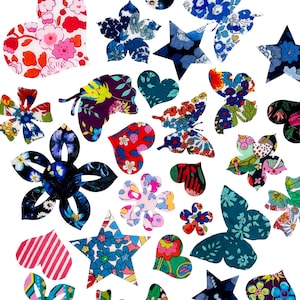 Liberty fabric Iron-On Patches: Stars, Hearts, Flowers & Butterflies for Quilting, Visible Mending, Upcycling Clothes, Arts n' Crafts