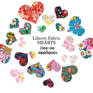 Liberty Fabric Heart Iron-On Appliques Grab Bag (10–50) – Patches for Patchwork Quilting, Upcycling & Visible Mending, Kids DIY Crafts