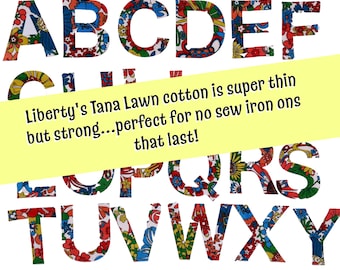 Liberty of London Fabric Iron On Letters & Numbers: DIY Applique