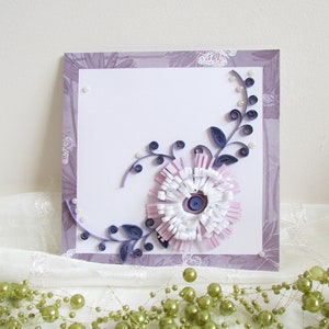 Biglietto di auguri per il 40° compleanno con fiori in carta 3D e quilling, biglietto "Pensando a te", regalo per matrimonio con segnaletica per genitori.