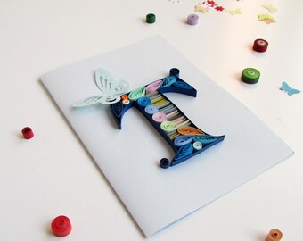 writing paper for letters Rolling Paper Quilling Art 3D Letters T Congratulations Card, 40th Birthday Monogram Stationary Note Cards, Young Adult Gifts For Boyfriend