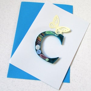 Cartes de correspondance 3D initiales lettres C nom monogramme, Quilling Art 18e anniversaire carte jalon, cadeau personnalisé belle-fille stationnaire