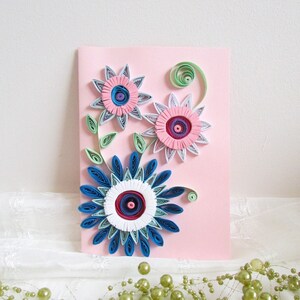 Carte d'anniversaire 30e anniversaire fleurs 3D, panneau de félicitations Quilling en papier, cadeau personnalisé belle-soeur