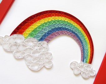 Regenbogen Brücke Wandbehang Oh Baby Zeichen, Rollen Papier Quilling Art Baby Ankündigung Kleinkind Zimmer Dekor, Geschenk für 1 Jahr altes Mädchen