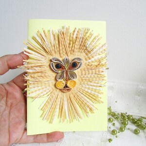 Cartão de Feliz Aniversário com o Signo do Zodíaco Leão em Papel Quilling, Papelaria Leão em Filigrana, Presente Astrológico "Eu Amo Minha Namorada"