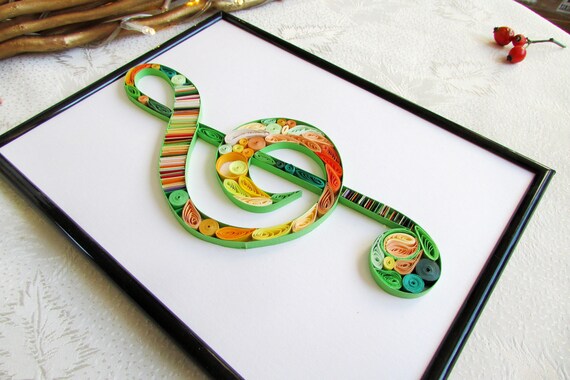 Music Sign Quilling Art Treble Clef Wall Art Singer Gift Etsy