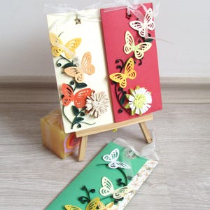 Papier Quilling Budget Argent Enveloppes Portefeuille Porte-cartes, Fleur 30e anniversaire Carte d'anniversaire, Cadeaux belle-soeur
