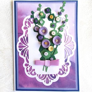 Carte d'anniversaire de 40e anniversaire de fleurs quilling en papier 3D pour femme, signe de félicitations pour la proposition de célébrant, cadeau de belle-soeur