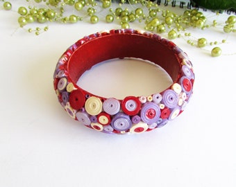 Paper Quilling Wooden Indian Bangles, Cute Filigree Bracelets