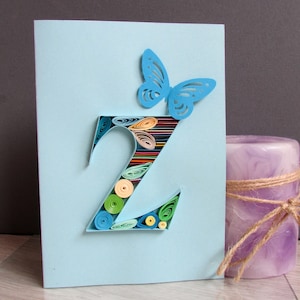 Biglietto con monogramma iniziale Z in carta 3D con quilling, biglietto per il 30° compleanno di un figlio, regalo personalizzato per insegnanti