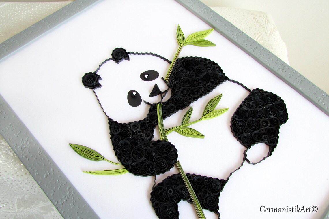Cute Panda Decor Quilling Wall Art Zoo Jungle nursery art Etsy