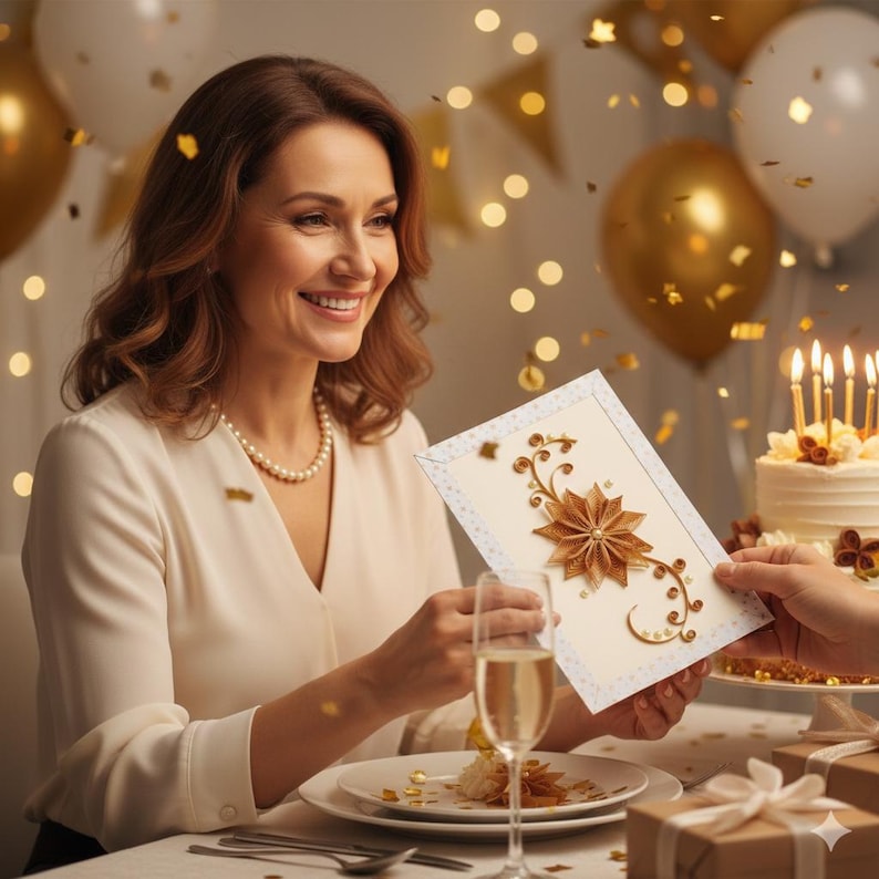 Cartão de aniversário de 50 anos em quilling 3D, placa de parabéns em ...