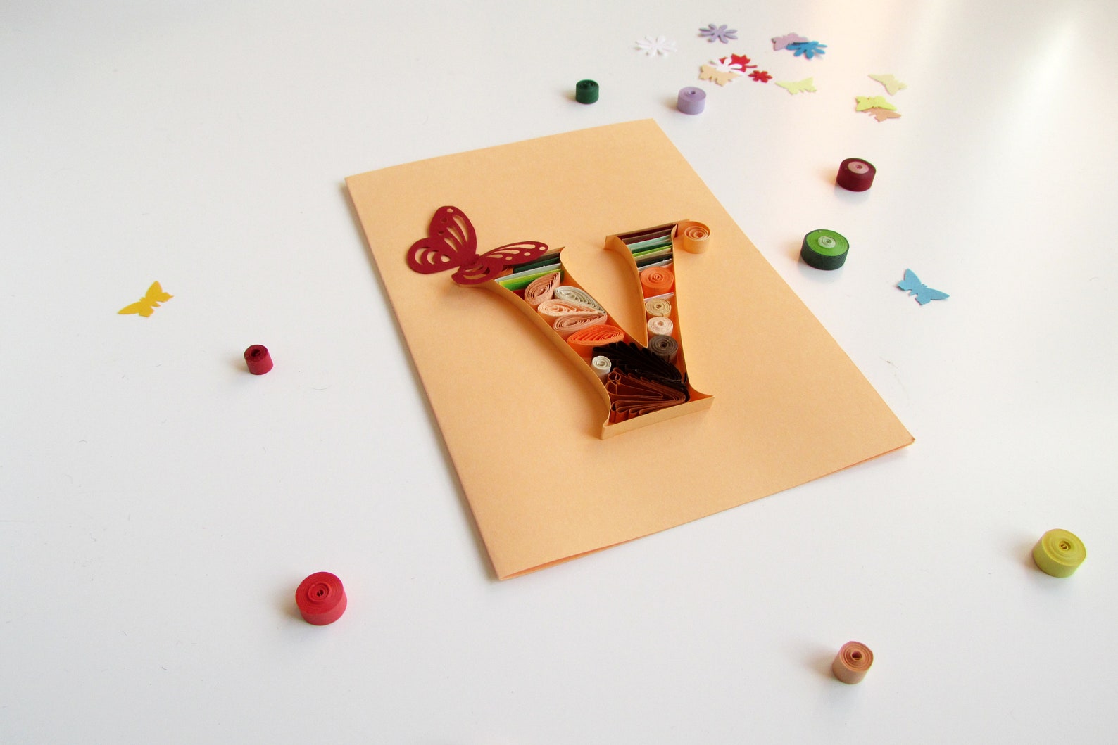 Capital initial Letter V Quilling Card bonus dad alphabet Etsy