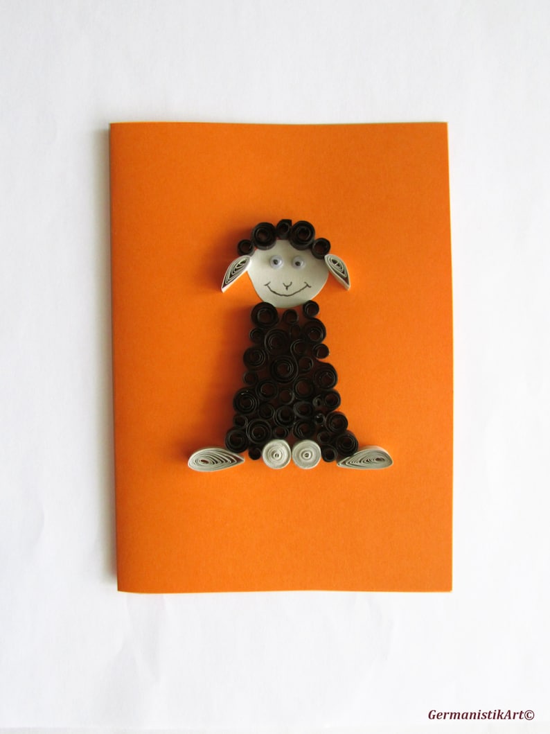 Funny Black Sheep Kids Birthday Card Paper Quilling Zodiac Sign