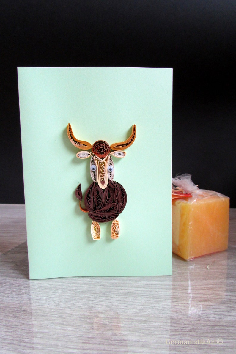 Taurus Card Quilling Zodiac sign Birthday card Astrology Etsy