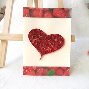 Papier quilling coeur rouge ornement carte de voeux drôle, décoration en filigrane de la Saint-Valentin, cadeaux personnalisés pour jeunes mariés