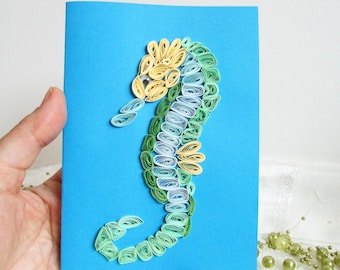 Seahorse Funny 18th Birthday Greeting Card, Rolling Paper Quilling Art Biology under the sea Stuffed Animals, Presents For Mom