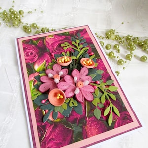 Tarjeta de aniversario de 50 cumpleaños para mujer con filigrana de flores 3D, tarjeta de compromiso personalizada, regalos para mejores amigas