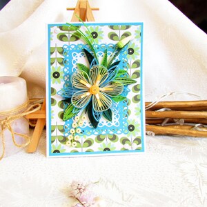Biglietto di auguri per il 40° compleanno con fiore di loto blu, biglietto di auguri per la prossima guarigione con carta da arrotolare, regalo per gli amanti delle piante