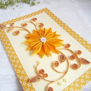 Carte d'anniversaire de joyeux 40e anniversaire de fleurs 3D, carte de proposition d'art parrain et marraine en papier quilling, cadeau de belle-soeur pour félicitations fiançailles