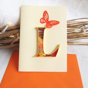 Letras 3D em bloco L, papelaria fofa, quilling de papel, filigrana, personagem do alfabeto personalizado, cartão de aniversário de 18 anos para irmã, presente para anfitriã