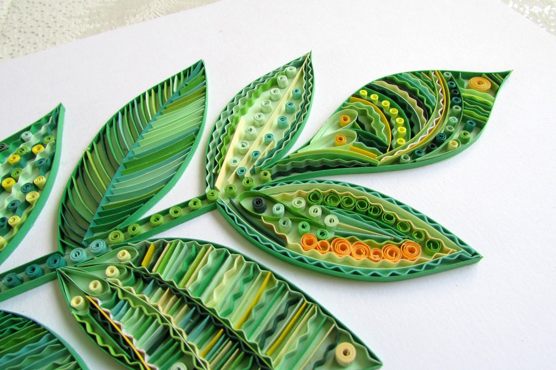 Quilled paper palm tree forest artwork palm leaf wall art Etsy