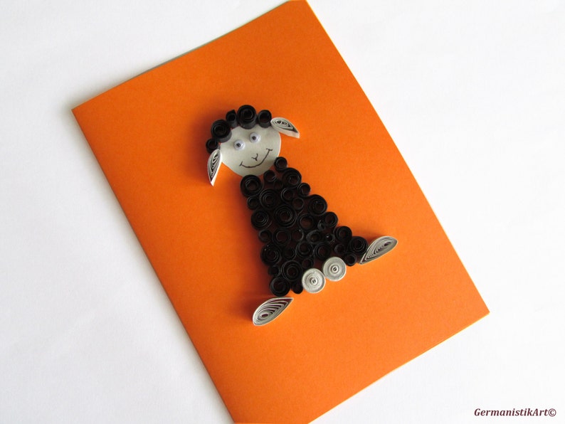 Funny Black Sheep Kids Birthday Card Paper Quilling Zodiac Sign