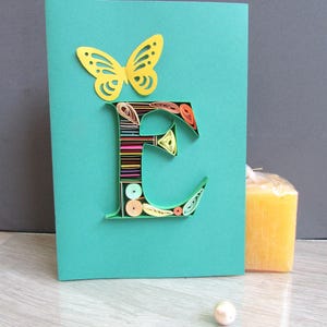 Tarjeta de presentación con monograma de letra inicial "E" en filigrana, papelería con caracteres ingleses, regalo personalizado para mejor amigo