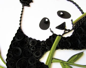 Panda Liebhaber Safari Dschungel Kinderzimmer Dekor, Rollpapier Quilling Kunst Kuscheltiere, Taufe 1 Jahr altes Mädchen Geschenk