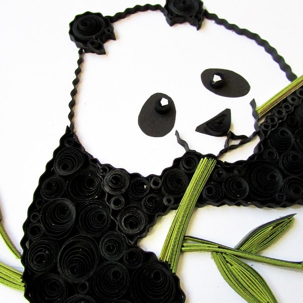 Panda Lover Safari Jungle Nursery Decor, Rolling Paper Quilling Art Stuffed Animals, Christening 1 Year Old Girl Gift