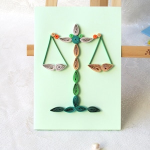 Tarjeta de aniversario de 30 cumpleaños de Libra, signo del zodiaco, papel de liar, quilling, adorno astrológico, regalo para hermana mayor